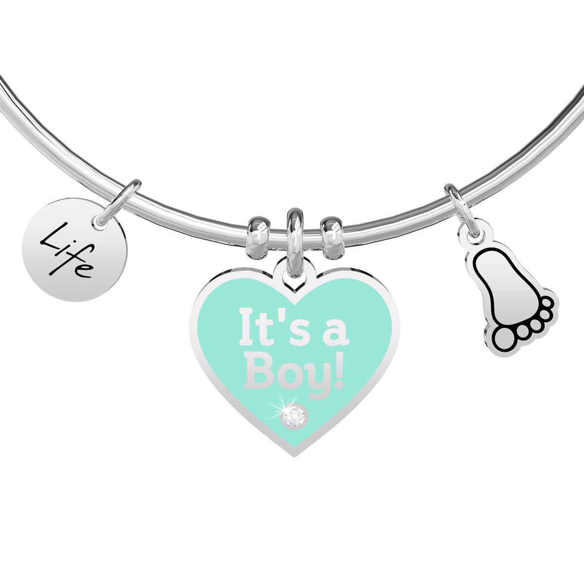 Pulsera Mujer Mamá Kidult ES731711 Acero Corazón Celeste y Piececito - 000820055