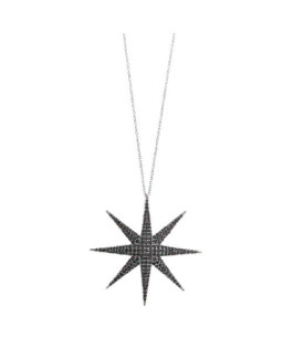 Salvatore Plata Collar Mujer Plata Estrella Circonitas Negras Tamaño 40 mm Medida 40/45 cm - 000230620