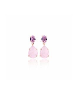 Victoria Cruz Pendientes Mujer Plata Rosé Swarovski Tam 25 mm - 000180075