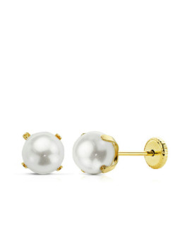 Pendientes Niña Oro 18 ktes Garras Perlas Cultivadas 5 mm - 000022947