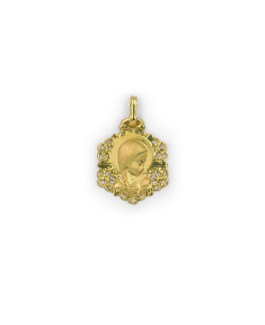 Medalla Niña Oro 18 ktes Virgen Calada Tam 13 mm - 000390811