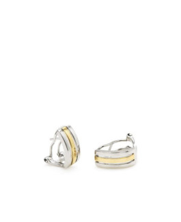 Pendientes Mujer Plata Bicolor Dorados Omega Tamaño 6 x 15 mm - 000090415