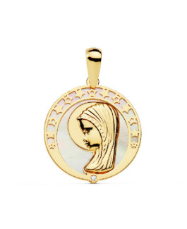 Medalla Niña Oro 18 ktes Virgen Nácar Tam 17 mm - 000150878