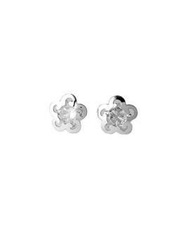 Pendientes Niña Oro Blanco 18 ktes Flor Tam 7 mm - 000310171