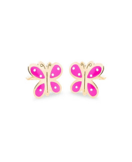 Pendientes Niña Oro 18 ktes Mariposas Rosas Tam 5 mm - 000310016