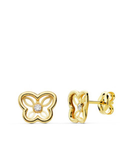 Pendientes Niña Oro 18 ktes Mariposa Tam 8 mm - 000150726