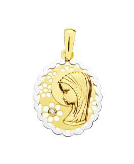 Medalla Niña Oro Bicolor 18 ktes Comunión Virgen Niña - 000150565