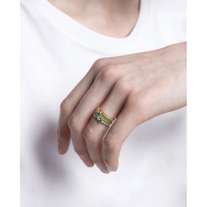 Anillo Mujer Viceroy Jewels 15121A018-39 Plata Dorada Circonitas Colores - 000750252