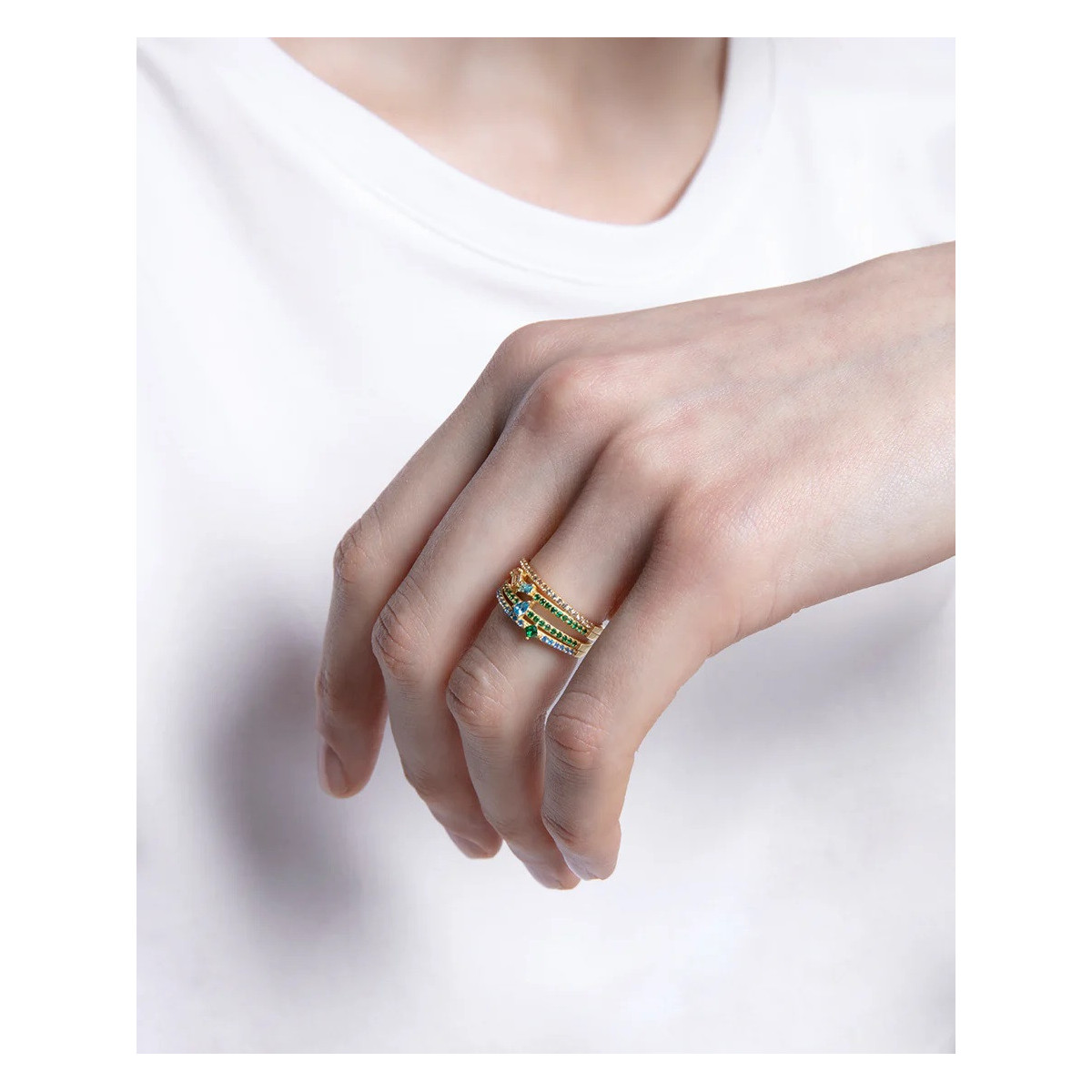 Anillo Mujer Viceroy Jewels Plata Dorada Circonitas Multicolor 15121A018-30 Talla 18 - 000750252