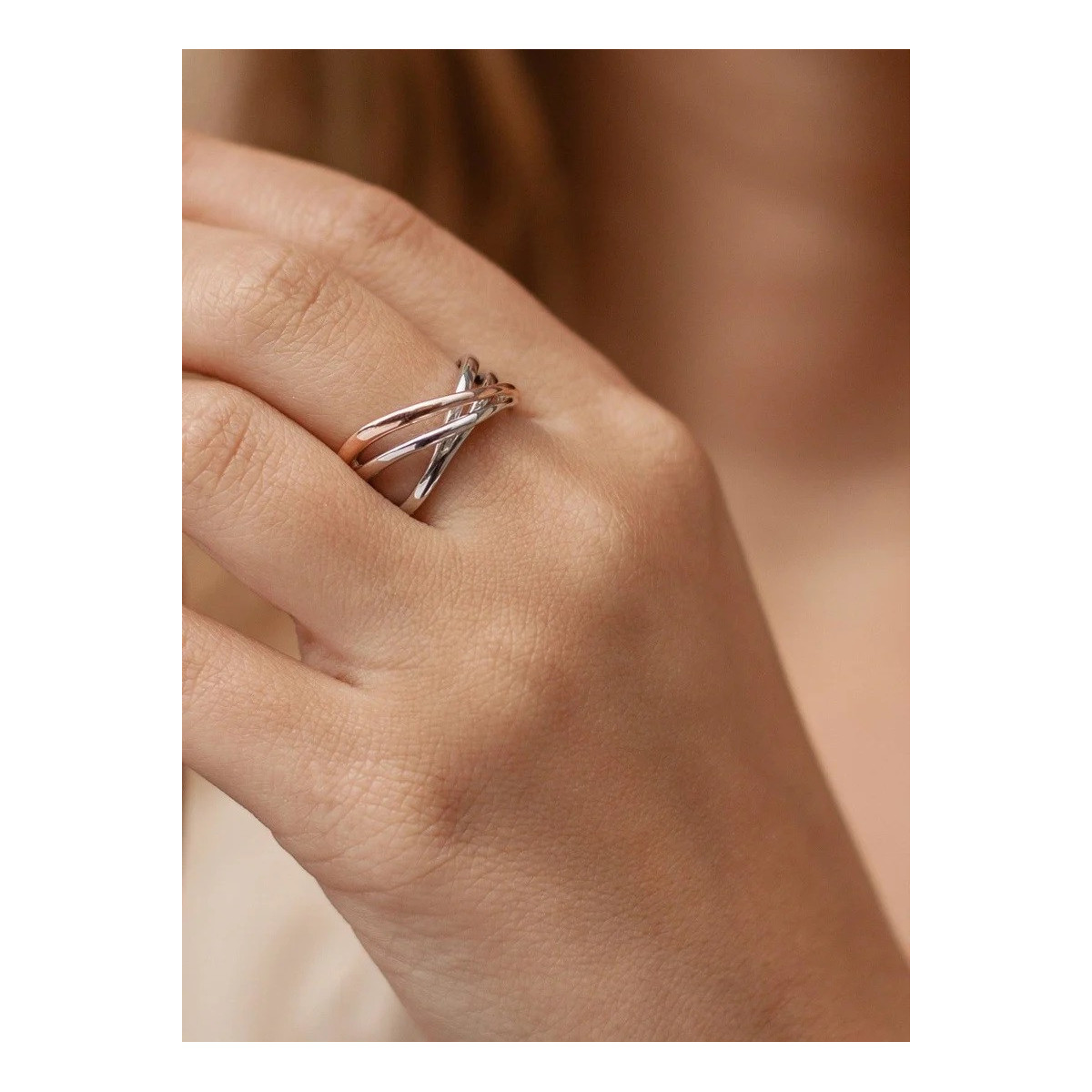 Anillo Mujer Plata Bicolor Rosé Liso Macizo 16 - 000090384