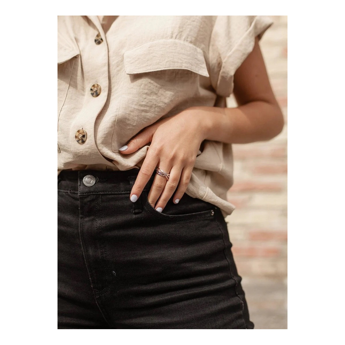 Anillo Mujer Plata Bicolor Rosé Liso Macizo 16 - 000090384