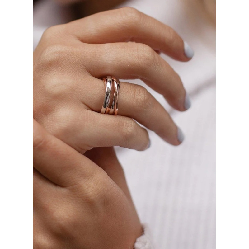 Anillo Mujer Plata Bicolor Rosé Brillo Liso Macizo 18 - 000090424