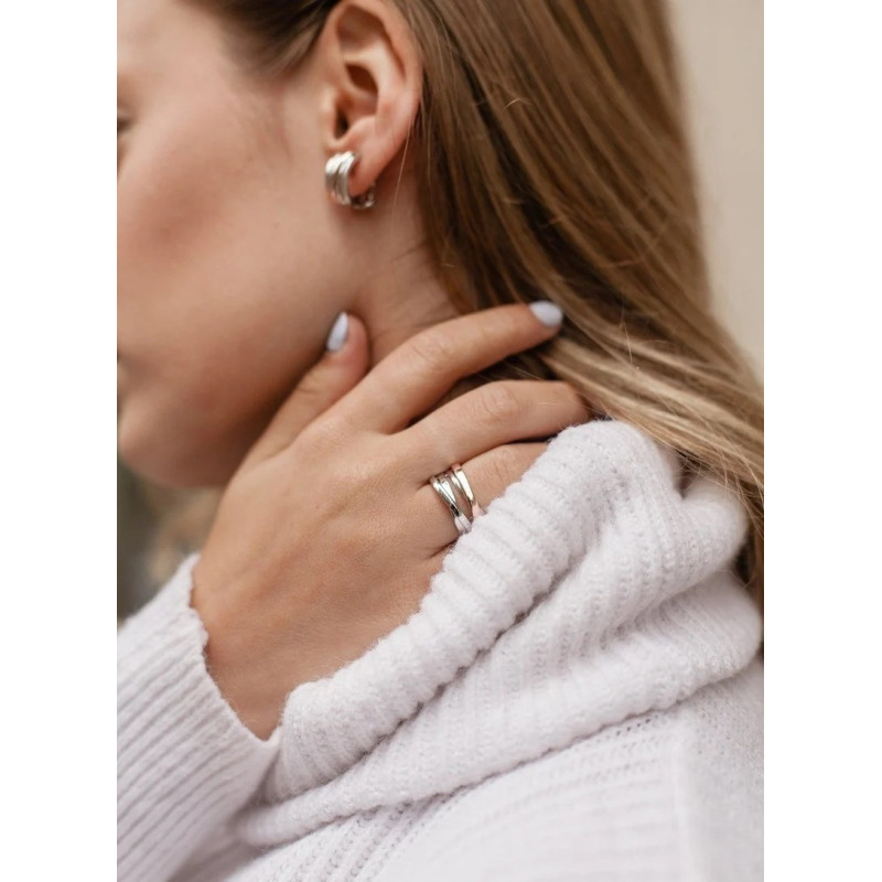 Anillo Mujer Plata Bicolor Rosé Liso Macizo 14 - 000090449