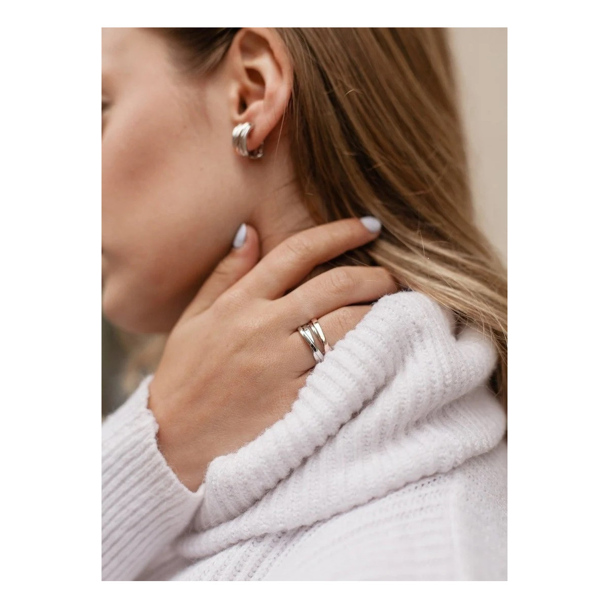 Anillo Mujer Plata Bicolor Rosé Liso Macizo 14 - 000090449