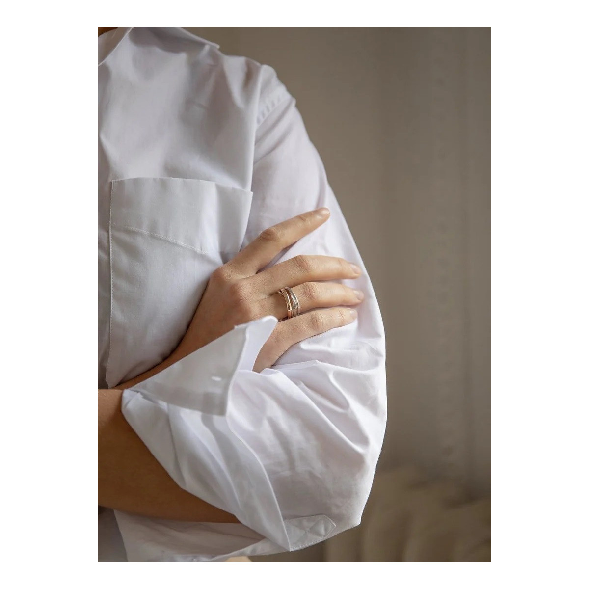 Anillo Mujer Plata Bicolor Rosé Liso Macizo 14 - 000090449