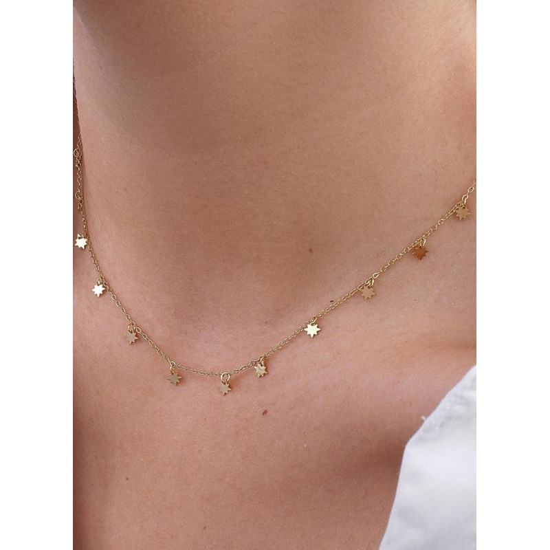 Collar Mujer Plata Dorada Estrellitas - 000090452