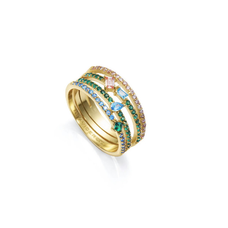 Anillo Mujer Viceroy Jewels 15121A018-39 Plata Dorada Circonitas Colores - 000750252