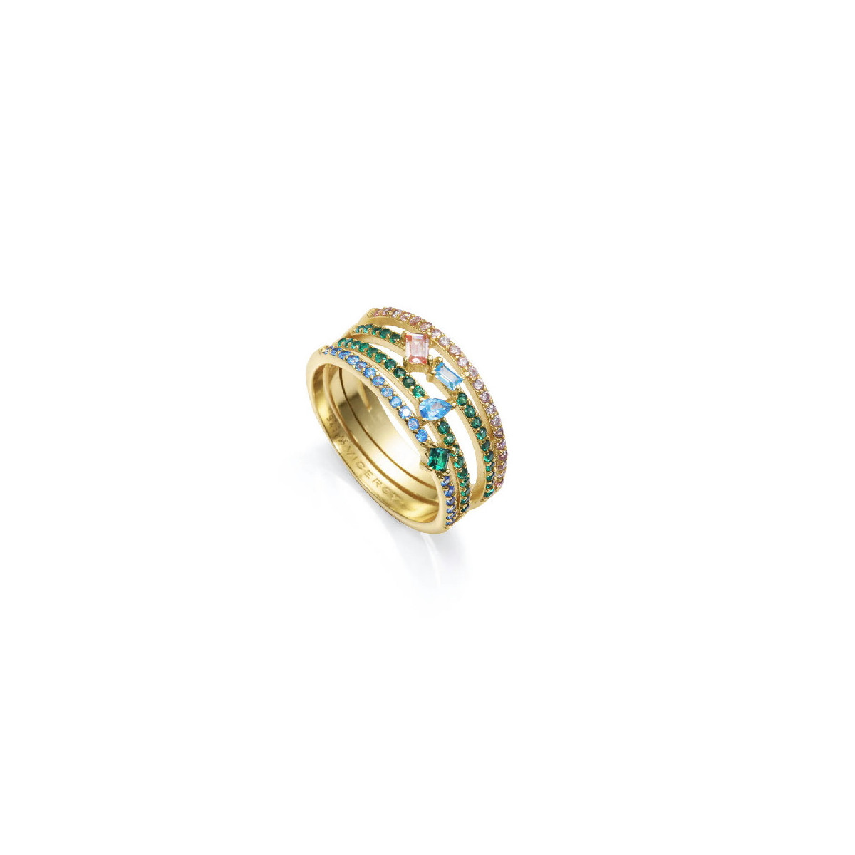 Anillo Mujer Viceroy Jewels Plata Dorada Circonitas Multicolor 15121A018-30 Talla 18 - 000750252