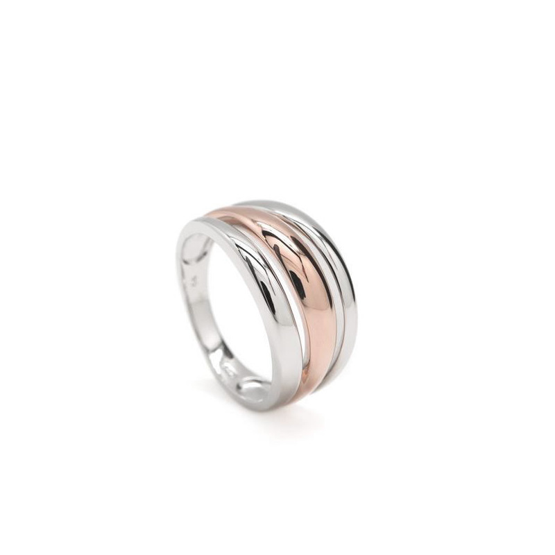Anillo Mujer Plata Bicolor Rosé Liso Macizo 14 - 000090383