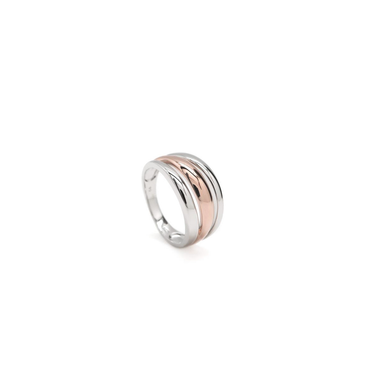 Anillo Mujer Plata Bicolor Rosé Liso Macizo 14 - 000090383