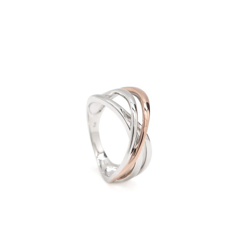 Anillo Mujer Plata Bicolor Rosé Liso Macizo 16 - 000090384