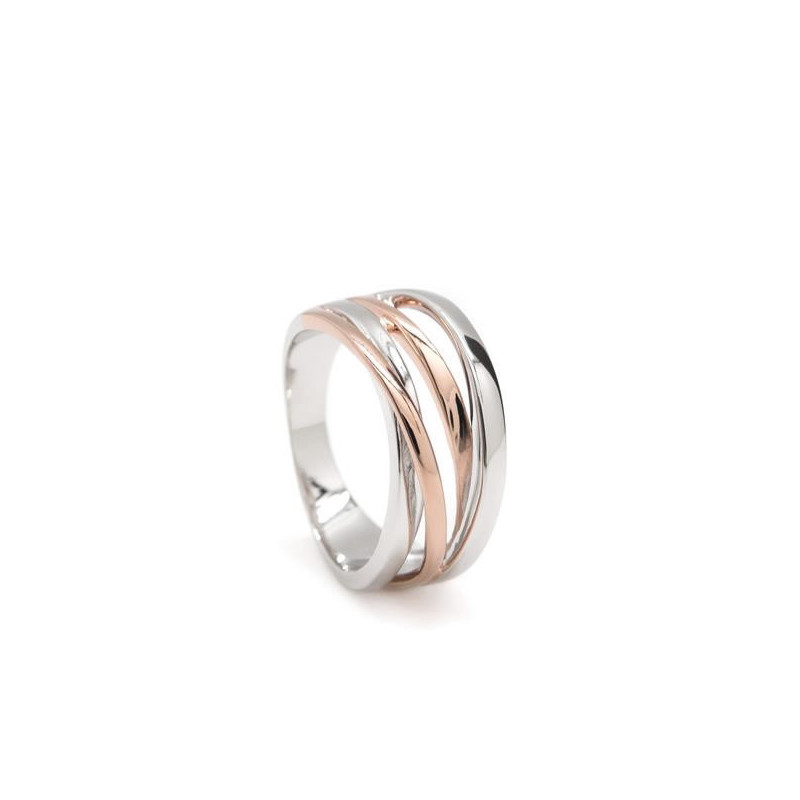 Anillo Mujer Plata Bicolor Rosé Brillo Liso Macizo 18 - 000090424