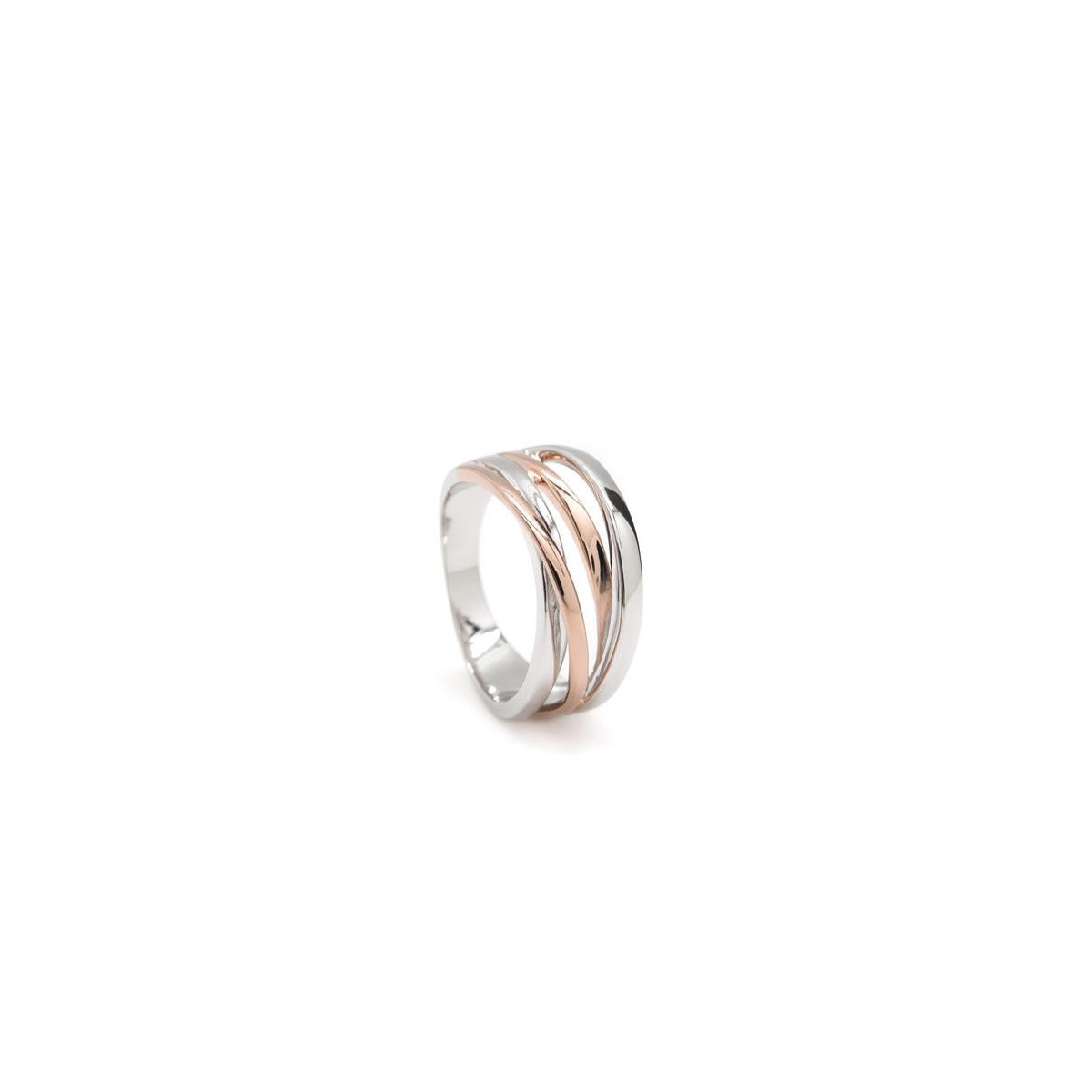 Anillo Mujer Plata Bicolor Rosé Brillo Liso Macizo 18 - 000090424