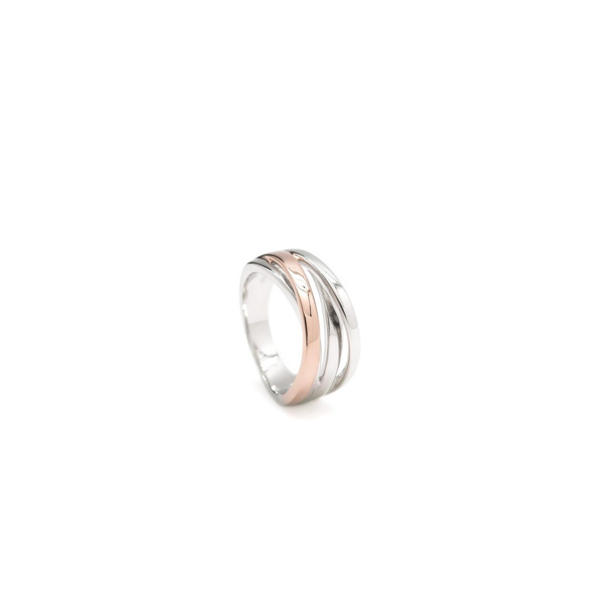 Anillo Mujer Plata Bicolor Rosé Liso Macizo 14 - 000090449