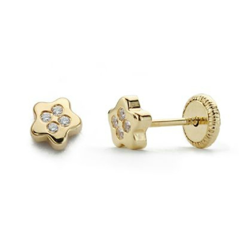 Pendientes Niñas Oro 18 ktes Estrella Circonitas 5 mm - 000022772