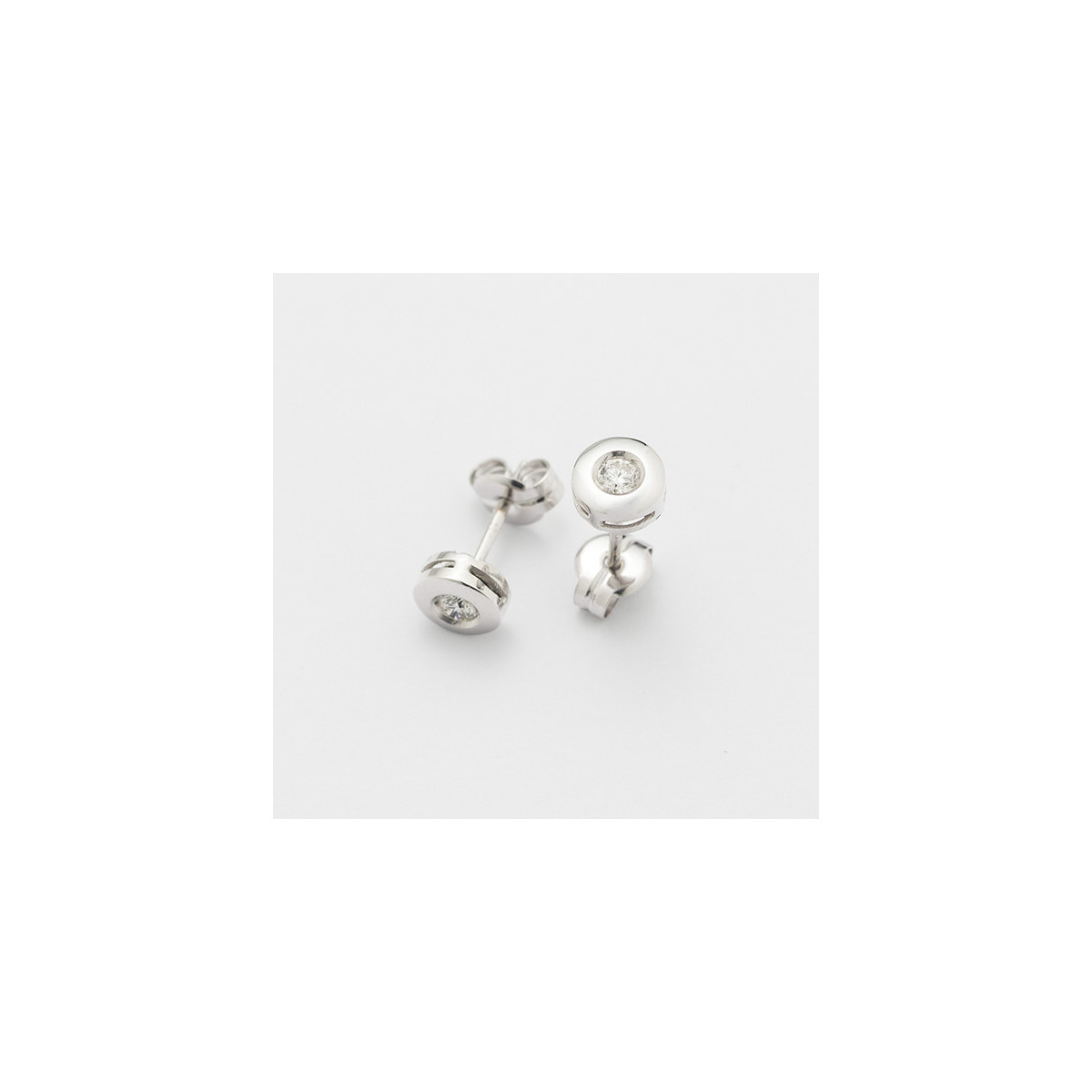 Pendientes Mujer Oro Blanco 18 ktes Diamantes 0,24 ctes Tam 7 mm - 000080179