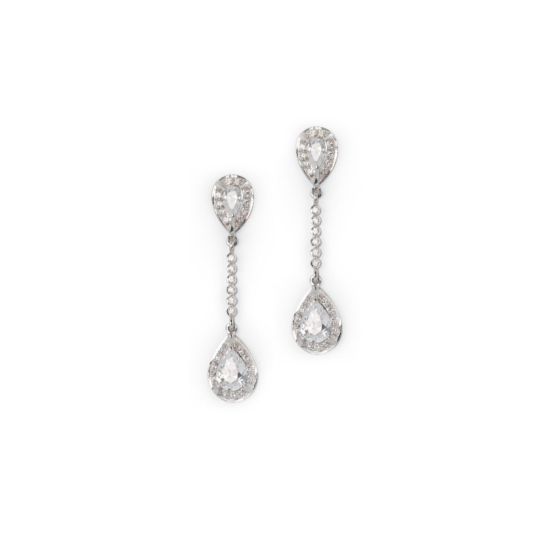 Pendientes Mujer Oro Blanco 18 ktes Novias Circonitas Tam 38 mm - 000830167