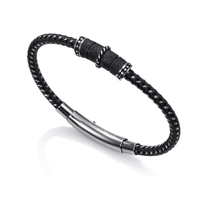 Pulsera Hombre Viceroy Fashion 40001P09010 Acero Cuero Negro - 000730030
