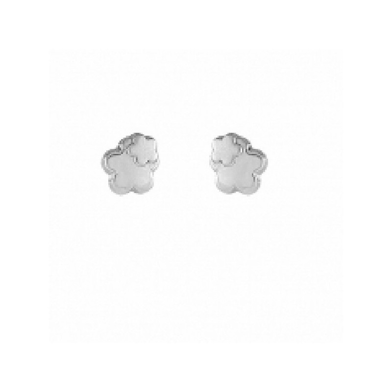 Pendientes Niña Oro Blanco 18 ktes Flor 4 mm - 000310052