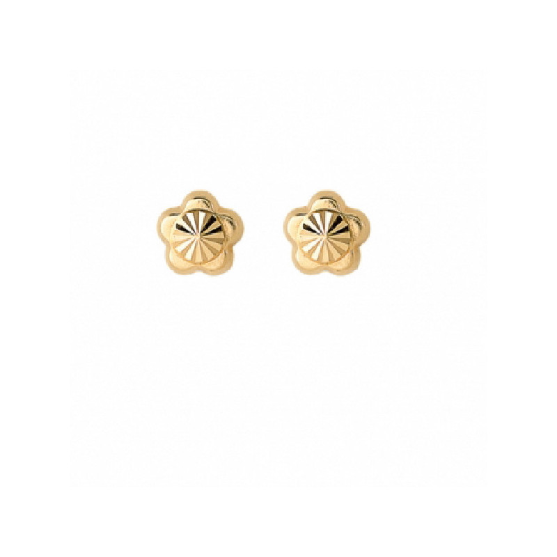Pendientes Niña Oro 18 ktes Flor Tallada 4 mm - 000310119