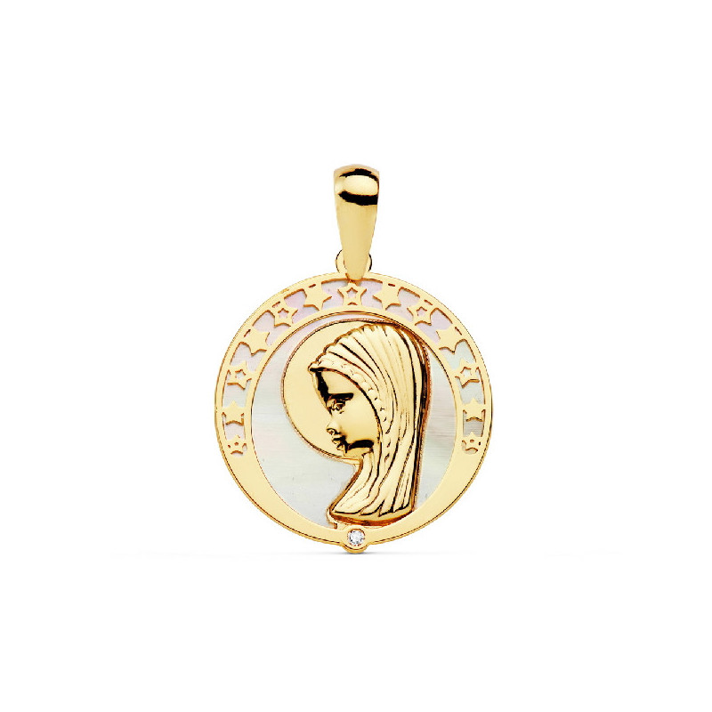 Medalla Niña Oro 18 ktes Virgen Nácar Tam 17 mm - 000150878