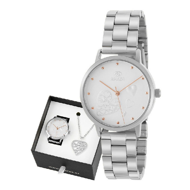 Reloj Mujer y Colgante Marea Cuarzo Metal Corazón 33 mm - B41312/10