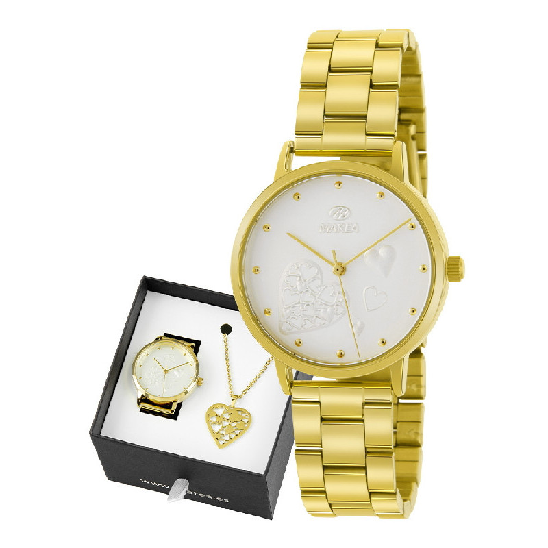 Reloj Mujer y Colgante Marea Corazón Metal Dorado 33 mm - B41312/11
