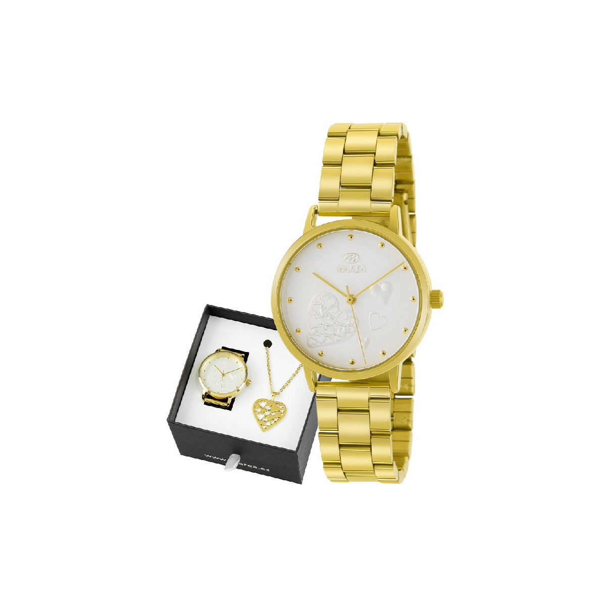 Reloj Mujer y Colgante Marea Corazón Metal Dorado 33 mm - B41312/11