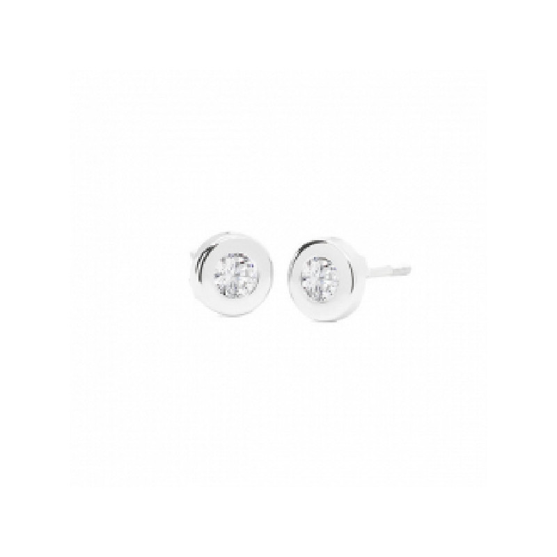 Pendientes Niña Oro Blanco 18 Ktes Chatón Circonita 4,5 mm - 000310191