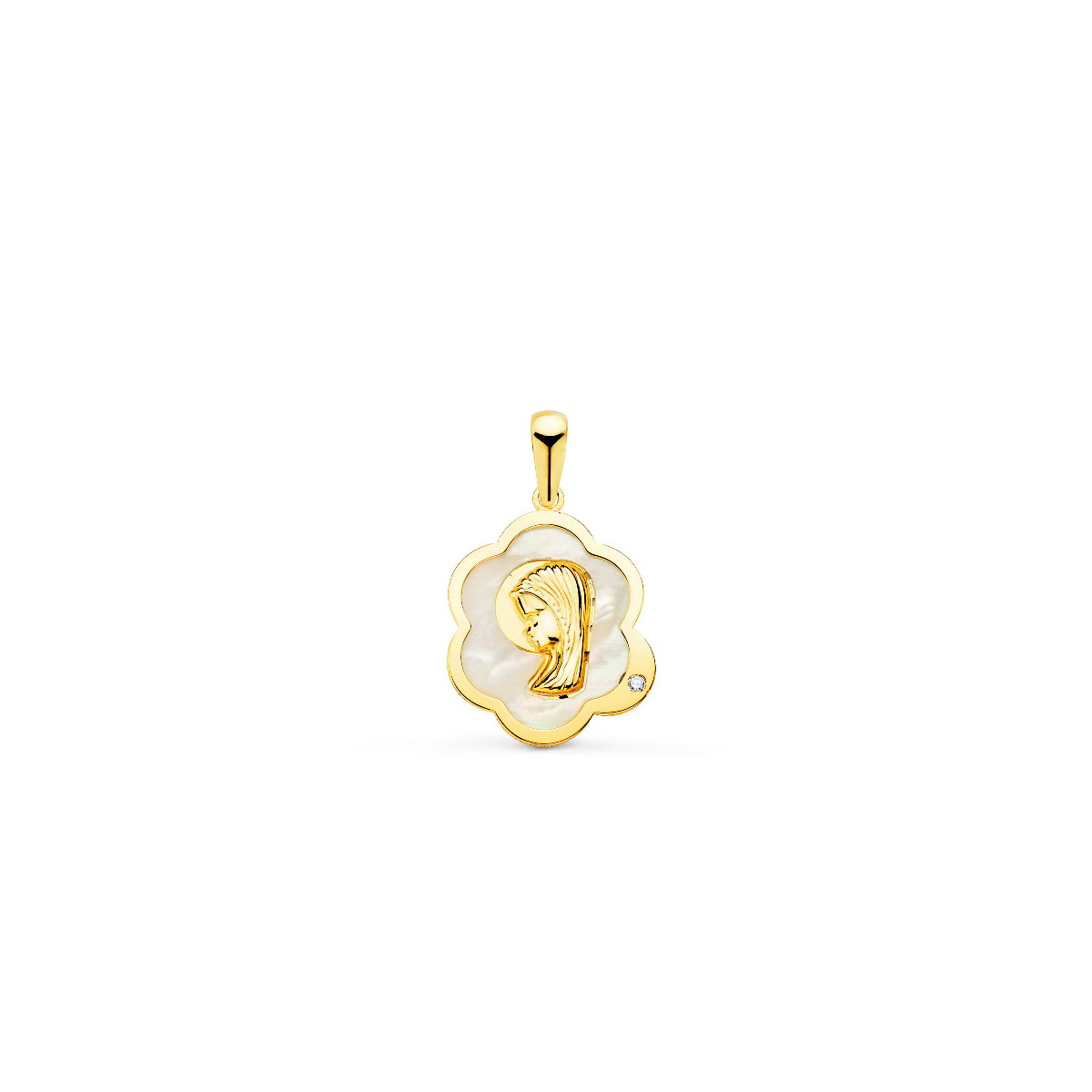 Medalla Niña Oro 18 ktes Virgen Nácar Tam 12 x 15 mm - 000150880