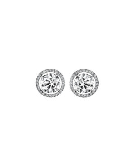 Pendientes Mujer Oro Blanco 18 ktes Chatón 8 mm - 000022500