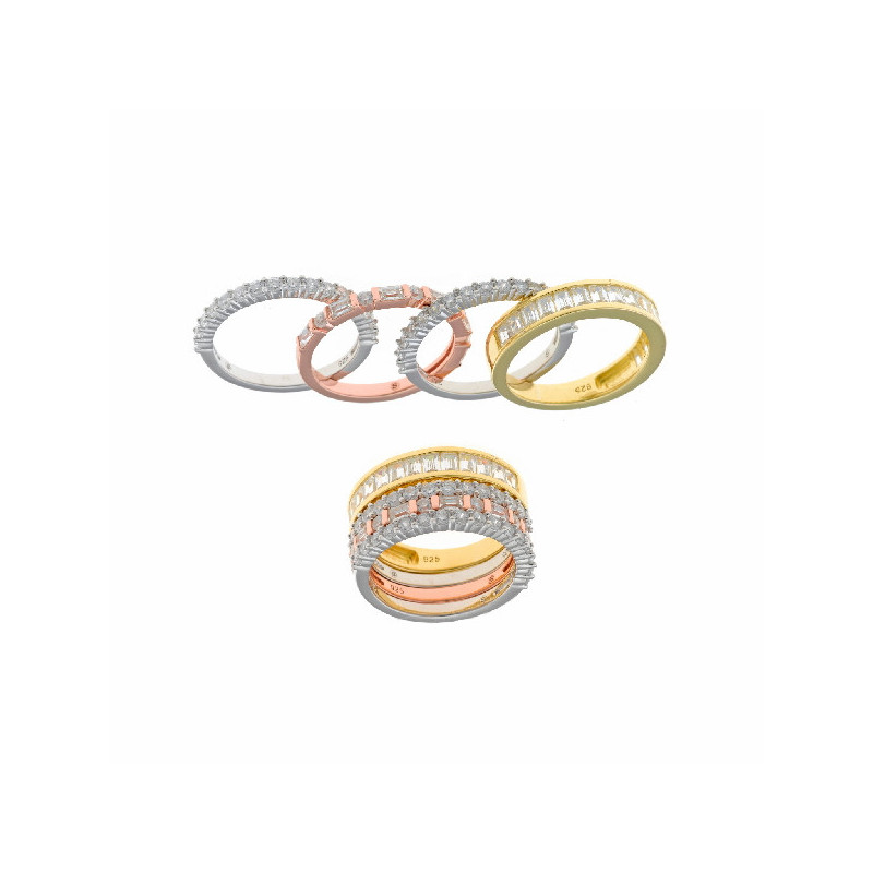 Anillo Mujer Salvatore PlataTricolor Circonitas Cuatro - 000230716