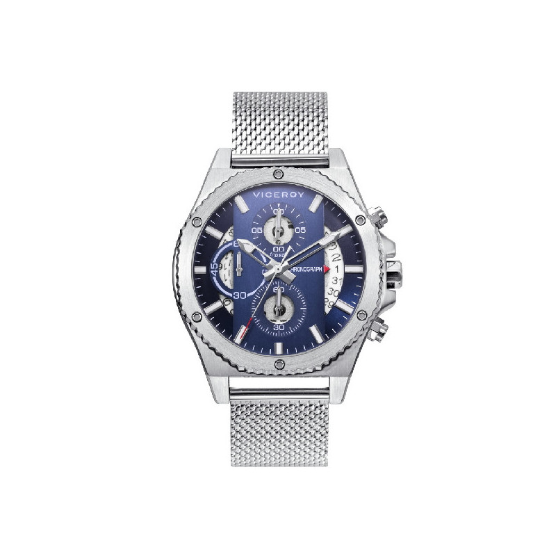 Reloj Hombre Viceroy Juan Betancourt Crono Acero Malla Milanesa 42 mm - 46823-37