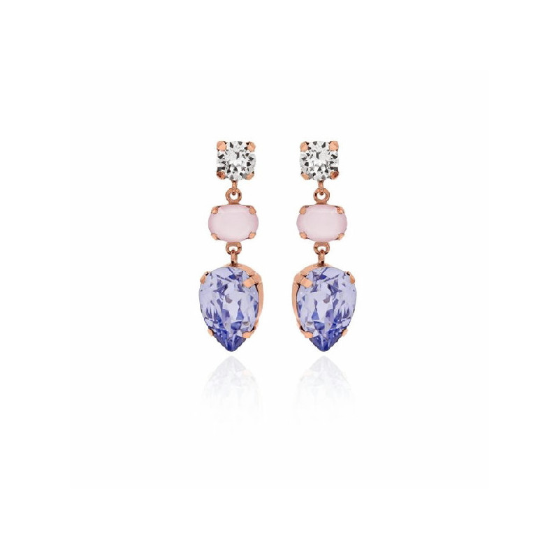 PENDIENTE MUJER PLATA ROSÉ TONOS VERDES - 000180047