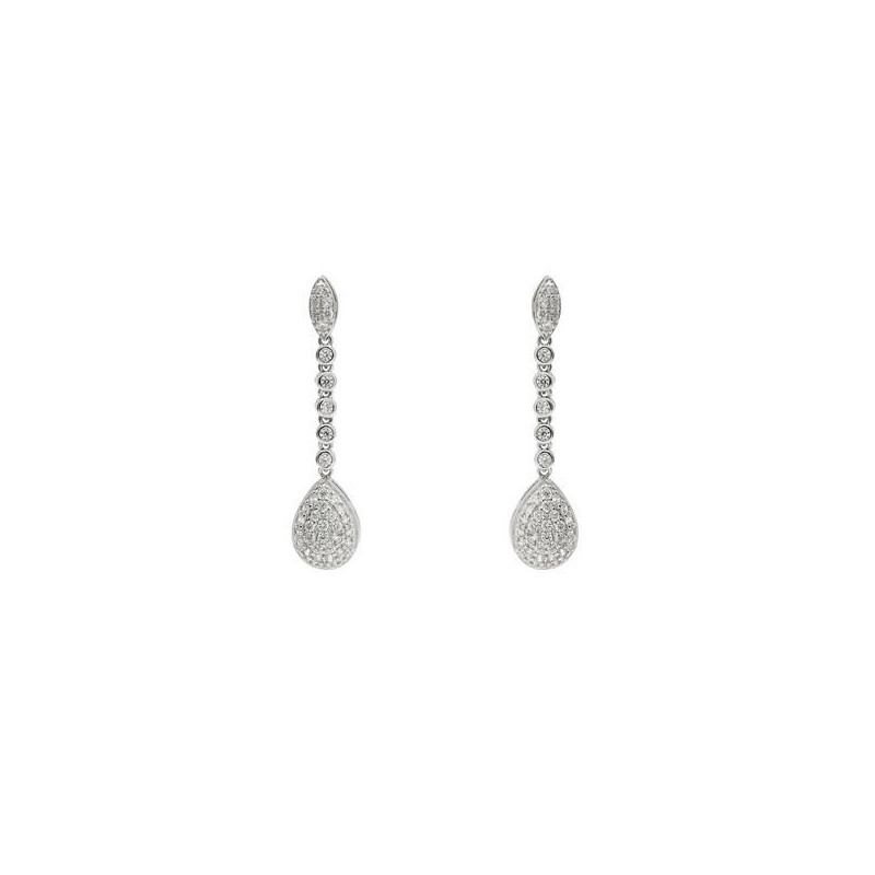Pendientes Mujer Plata Novias Circonita Presión Tam 9 x 40 mm - 000090435