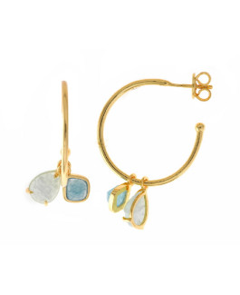 Salvatore Plata Pendientes Mujer Plata Dorada Aros Cuarzos - 000230770