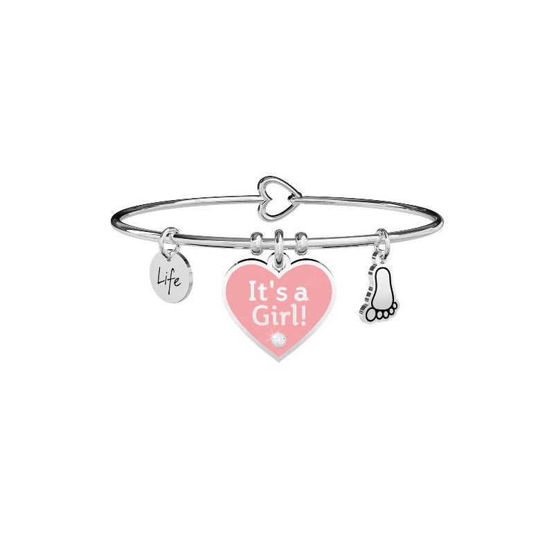 Pulsera Mujer Mamá Kidult ES731710 Acero Corazón Rosa y Piececito - 000820054