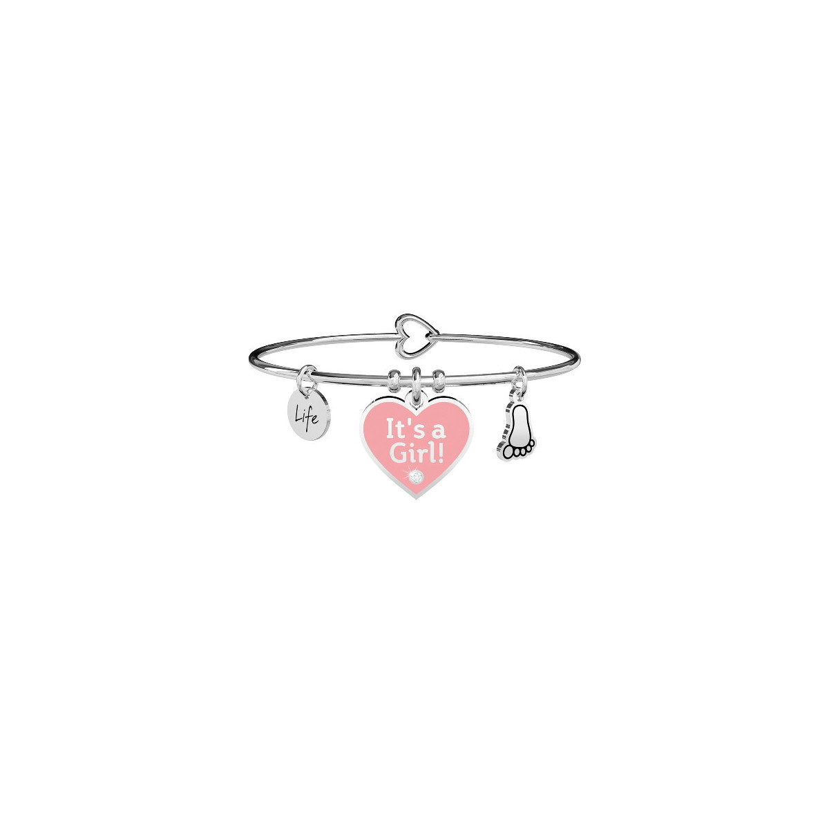 Pulsera Mujer Mamá Kidult ES731710 Acero Corazón Rosa y Piececito - 000820054