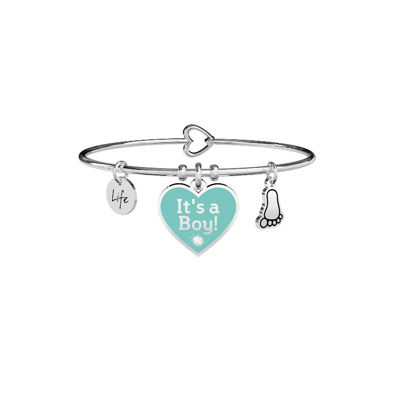 Pulsera Mujer Mamá Kidult ES731711 Acero Corazón Celeste y Piececito - 000820055