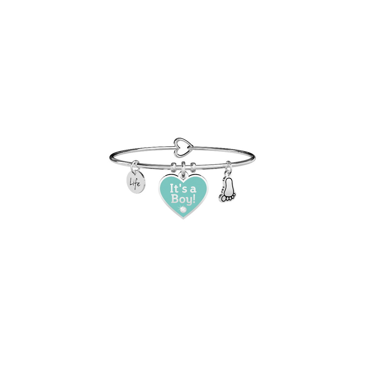 Pulsera Mujer Mamá Kidult ES731711 Acero Corazón Celeste y Piececito - 000820055